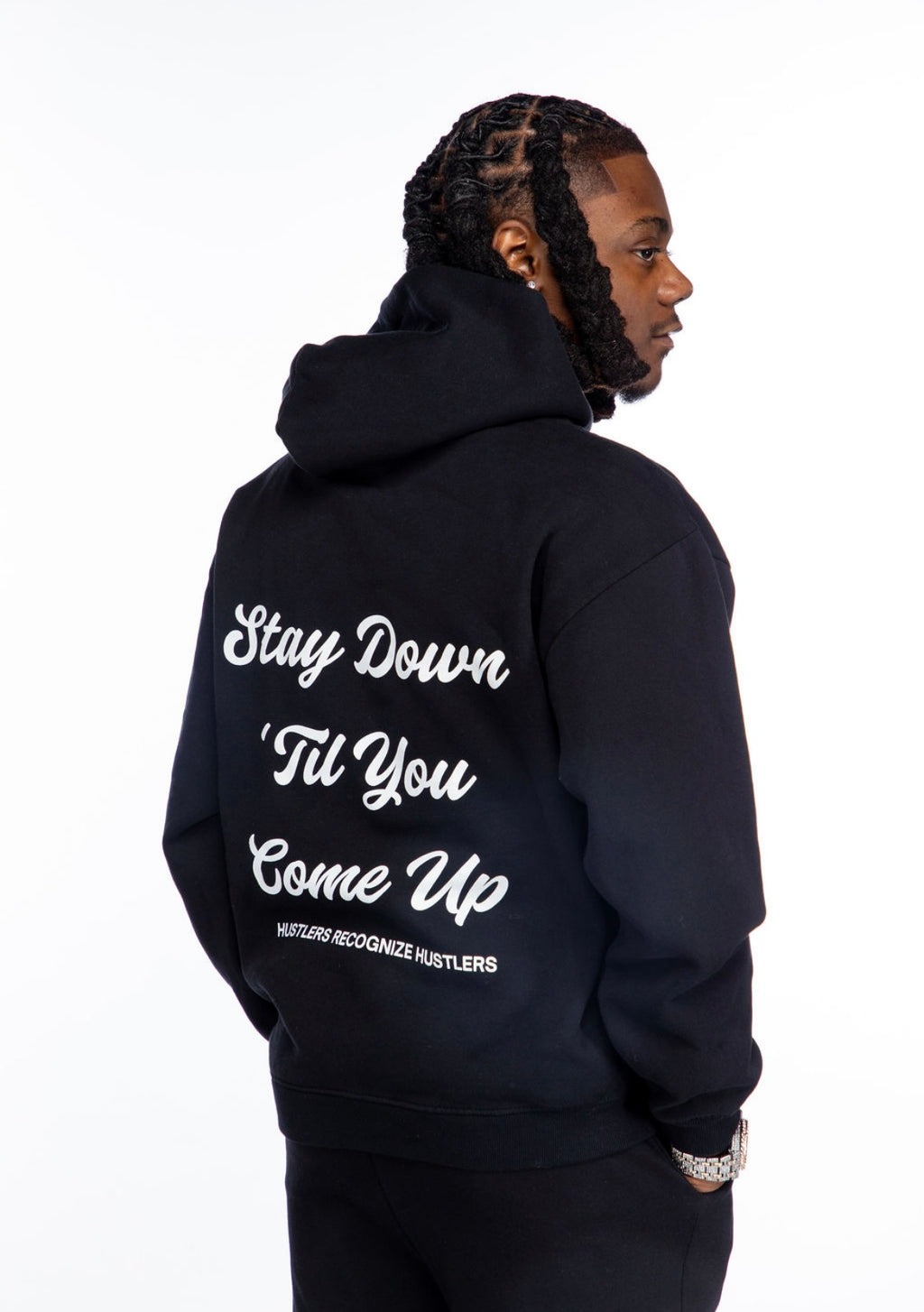 Stay Down Til You Come Up — Black Signature Hoodie