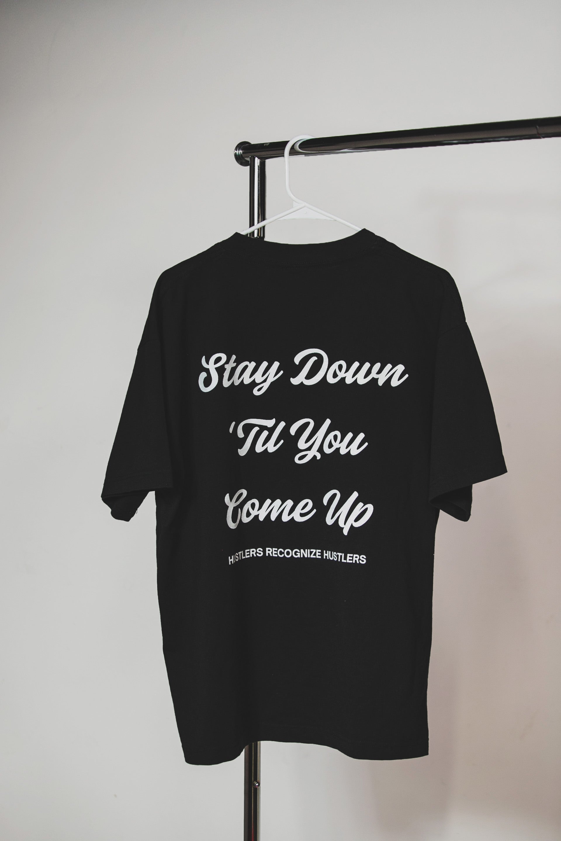 Stay Down Til You Come Up— Black Signature Tee